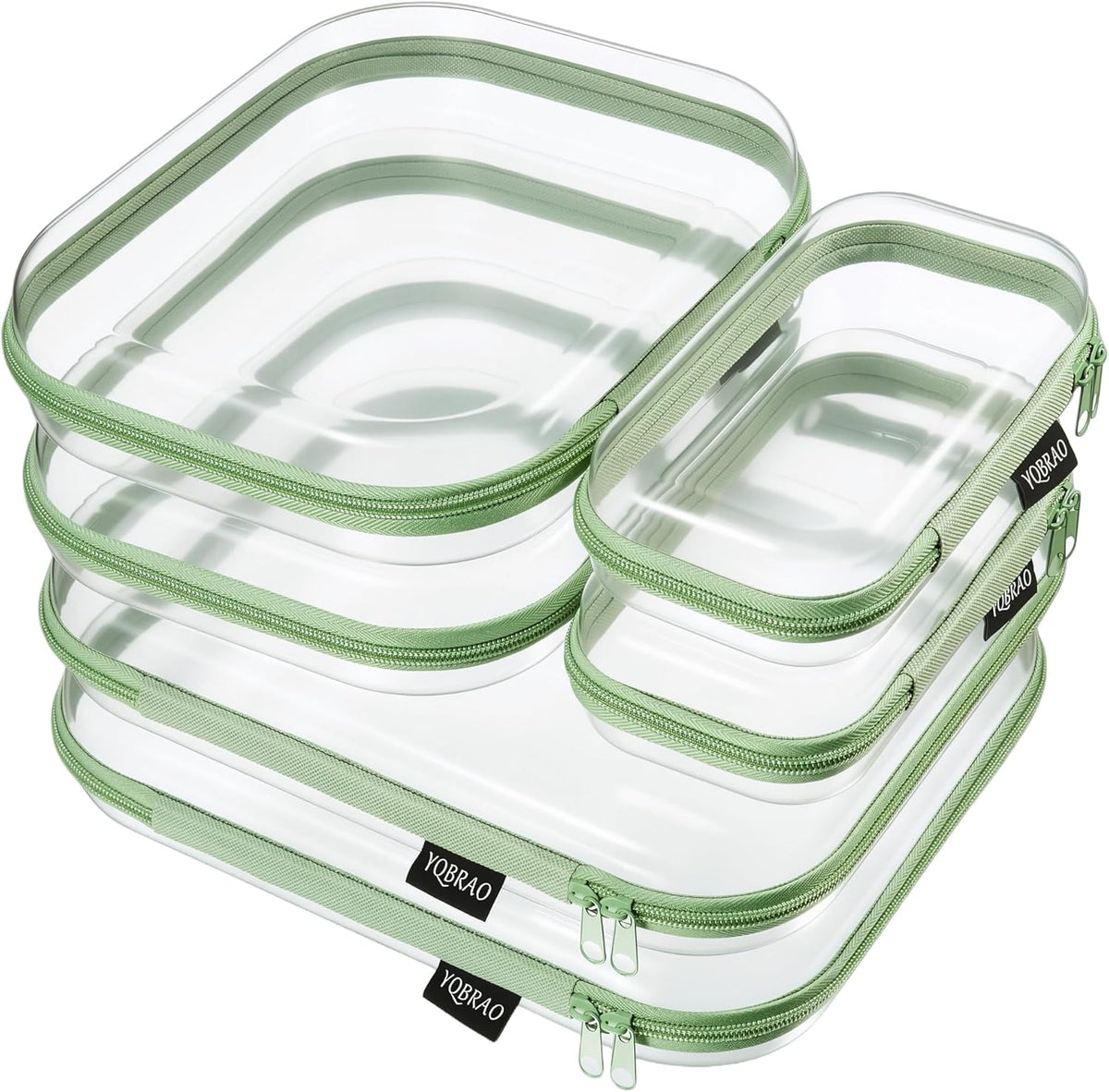 Clear Hard Shell Zipper Case, 1.2mm Heavy Duty Crush-Proof Diaper Bag Organizer Pouches, TSA Approved Travel Makeup Bag for Toiletries & Electronics, (2L, 2M, 2S) Multi-Size Storage Set