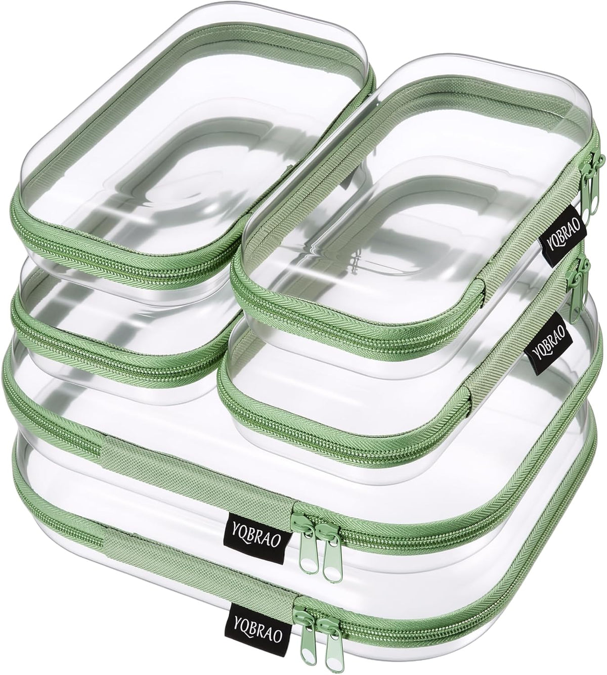Clear Hard Shell Zipper Case, 1.2mm Heavy Duty Crush-Proof Diaper Bag Organizer Pouches, TSA Approved Travel Makeup Bag for Toiletries & Electronics, (2L, 2M, 2S) Multi-Size Storage Set