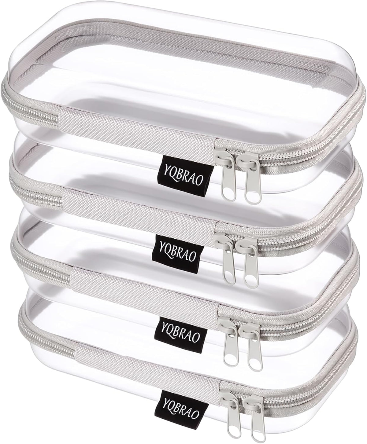 Clear Hard Shell Zipper Case, 1.2mm Heavy Duty Crush-Proof Diaper Bag Organizer Pouches, TSA Approved Travel Makeup Bag for Toiletries & Electronics, (2L, 2M, 2S) Multi-Size Storage Set