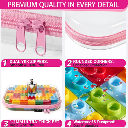 Clear Hard Shell Zipper Case, 1.2mm Heavy Duty Crush-Proof Diaper Bag Organizer Pouches, TSA Approved Travel Makeup Bag for Toiletries & Electronics, (2L, 2M, 2S) Multi-Size Storage Set