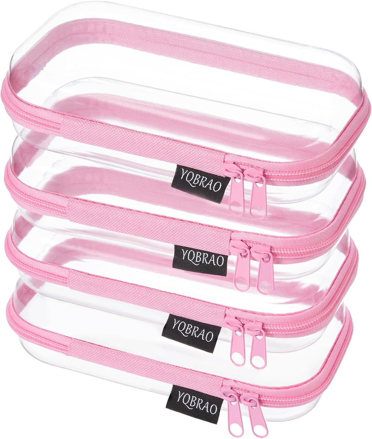 Clear Hard Shell Zipper Case, 1.2mm Heavy Duty Crush-Proof Diaper Bag Organizer Pouches, TSA Approved Travel Makeup Bag for Toiletries & Electronics, (2L, 2M, 2S) Multi-Size Storage Set