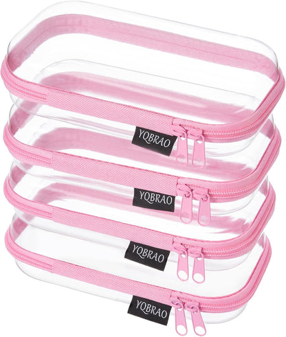 Clear Hard Shell Zipper Case, 1.2mm Heavy Duty Crush-Proof Diaper Bag Organizer Pouches, TSA Approved Travel Makeup Bag for Toiletries & Electronics, (2L, 2M, 2S) Multi-Size Storage Set