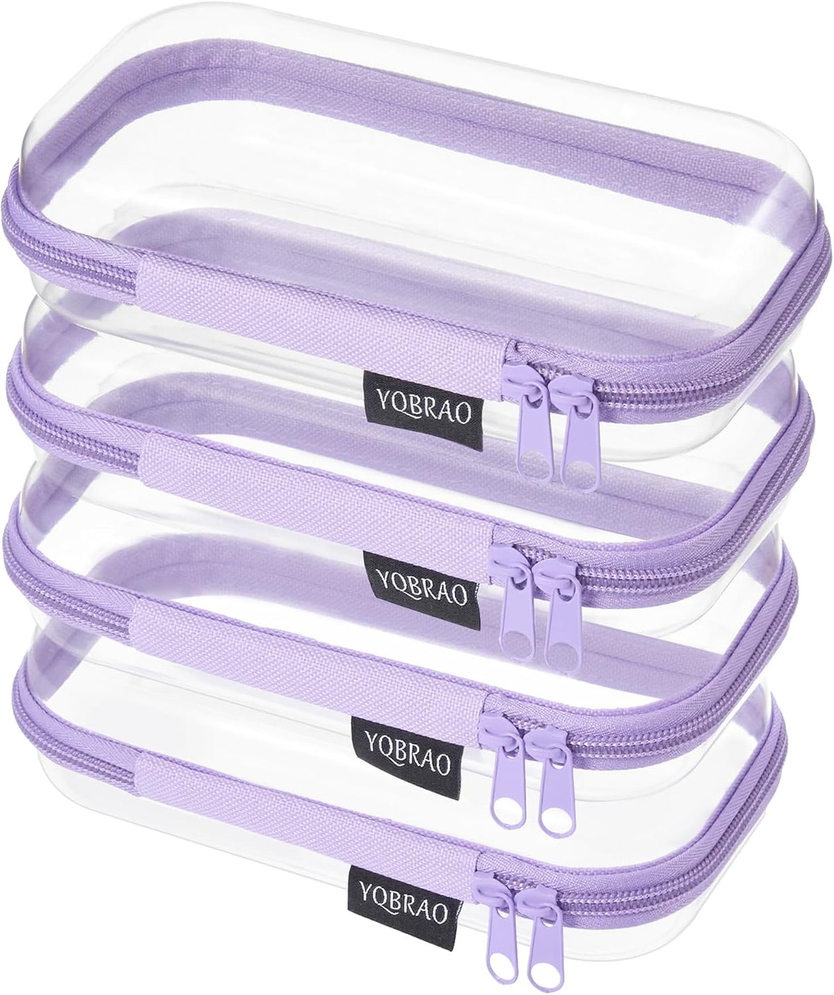 Clear Hard Shell Zipper Case, 1.2mm Heavy Duty Crush-Proof Diaper Bag Organizer Pouches, TSA Approved Travel Makeup Bag for Toiletries & Electronics, (2L, 2M, 2S) Multi-Size Storage Set