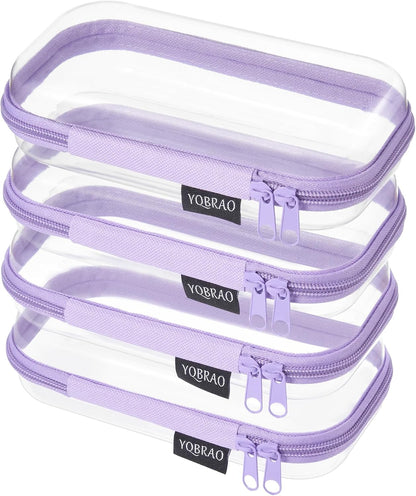 Clear Hard Shell Zipper Case, 1.2mm Heavy Duty Crush-Proof Diaper Bag Organizer Pouches, TSA Approved Travel Makeup Bag for Toiletries & Electronics, (2L, 2M, 2S) Multi-Size Storage Set