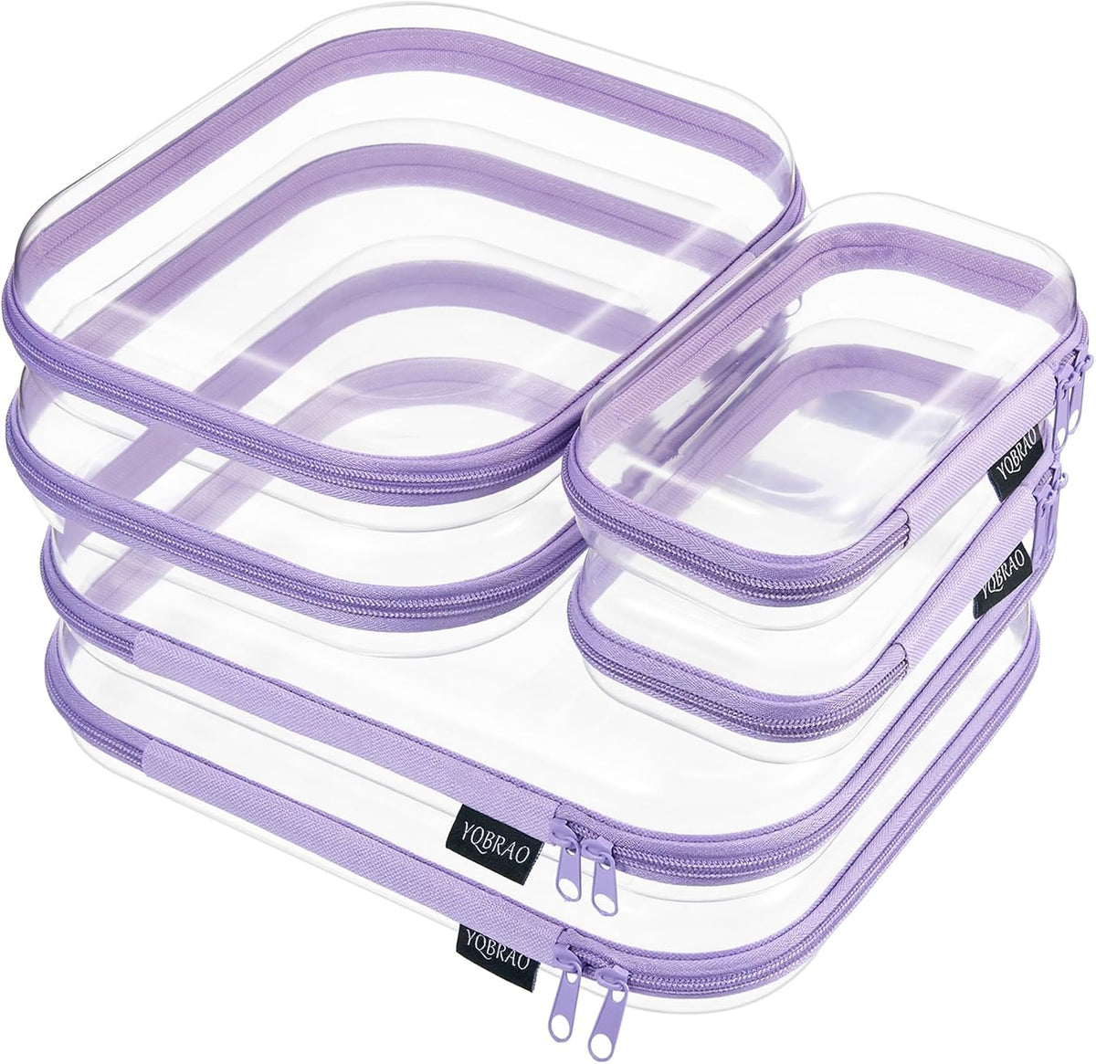 Clear Hard Shell Zipper Case, 1.2mm Heavy Duty Crush-Proof Diaper Bag Organizer Pouches, TSA Approved Travel Makeup Bag for Toiletries & Electronics, (2L, 2M, 2S) Multi-Size Storage Set