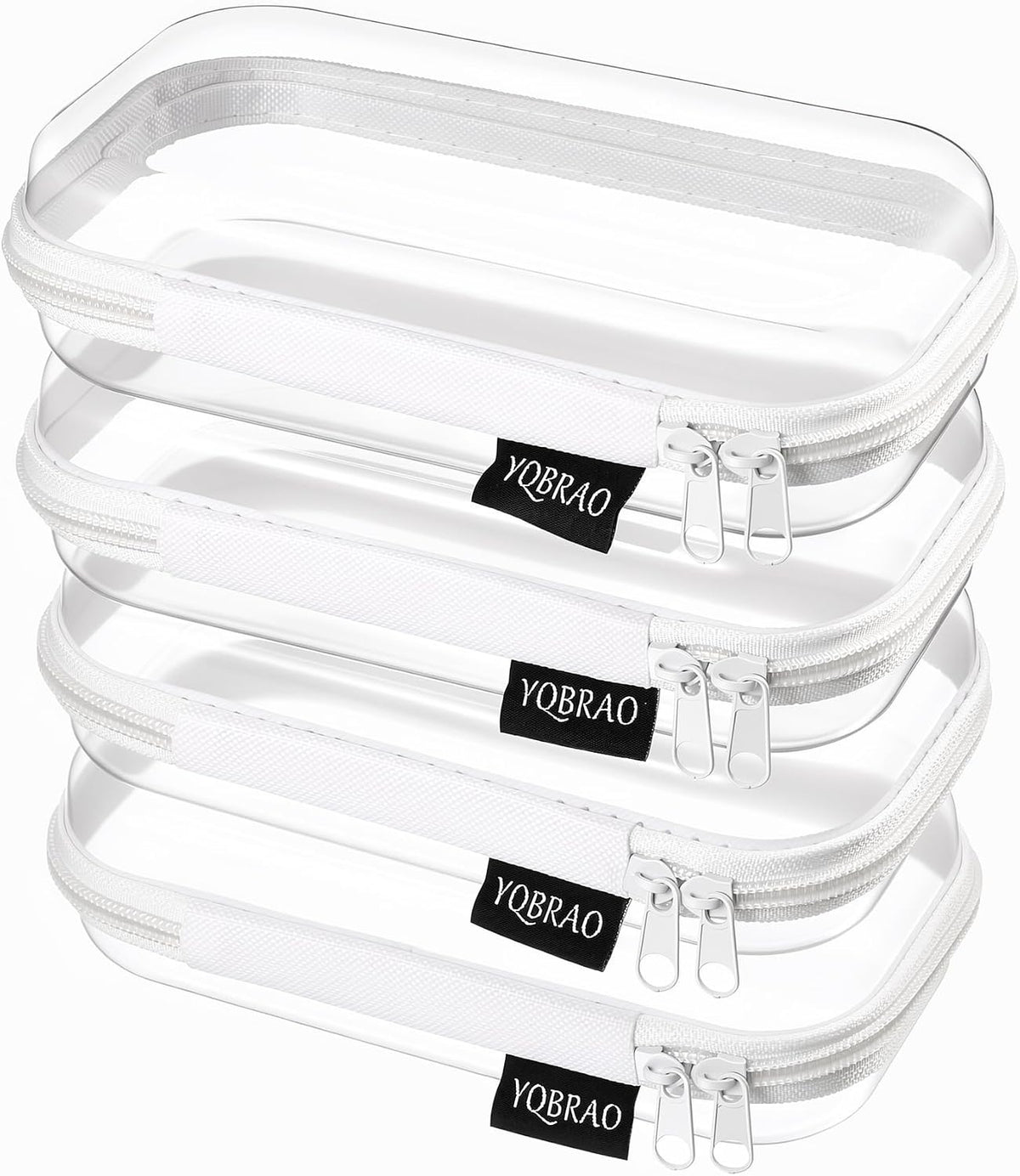 Clear Hard Shell Zipper Case, 1.2mm Heavy Duty Crush-Proof Diaper Bag Organizer Pouches, TSA Approved Travel Makeup Bag for Toiletries & Electronics, (2L, 2M, 2S) Multi-Size Storage Set