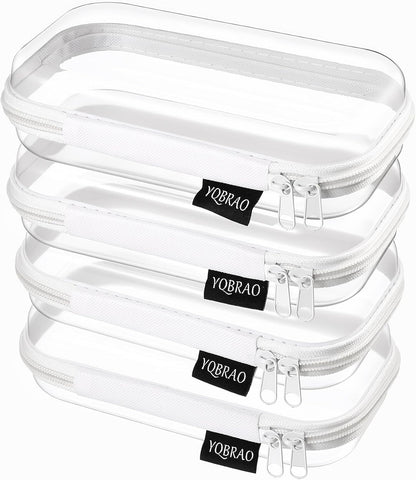 Clear Hard Shell Zipper Case, 1.2mm Heavy Duty Crush-Proof Diaper Bag Organizer Pouches, TSA Approved Travel Makeup Bag for Toiletries & Electronics, (2L, 2M, 2S) Multi-Size Storage Set