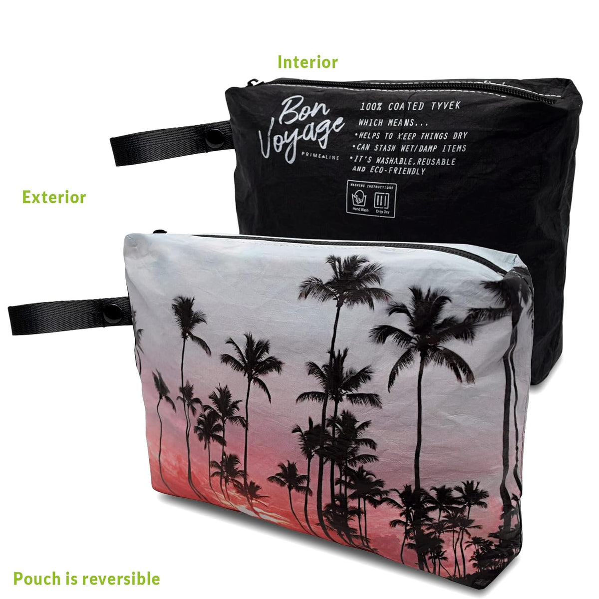 Tyvek Zippered Pouch, Wet Swimsuit Bags, Wet & Dry Reversable Pouch, Travel, Toiletry, Pool, Beach Essentials, Waterproof, Summer Must Haves, 11.5x8.5x2 Inch, (Small)