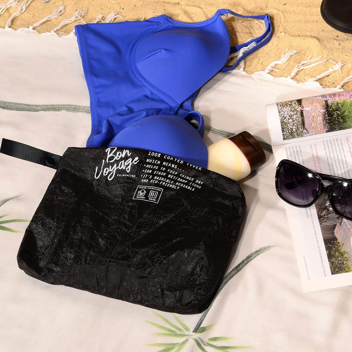 Tyvek Zippered Pouch, Wet Swimsuit Bags, Wet & Dry Reversable Pouch, Travel, Toiletry, Pool, Beach Essentials, Waterproof, Summer Must Haves, 11.5x8.5x2 Inch, (Small)