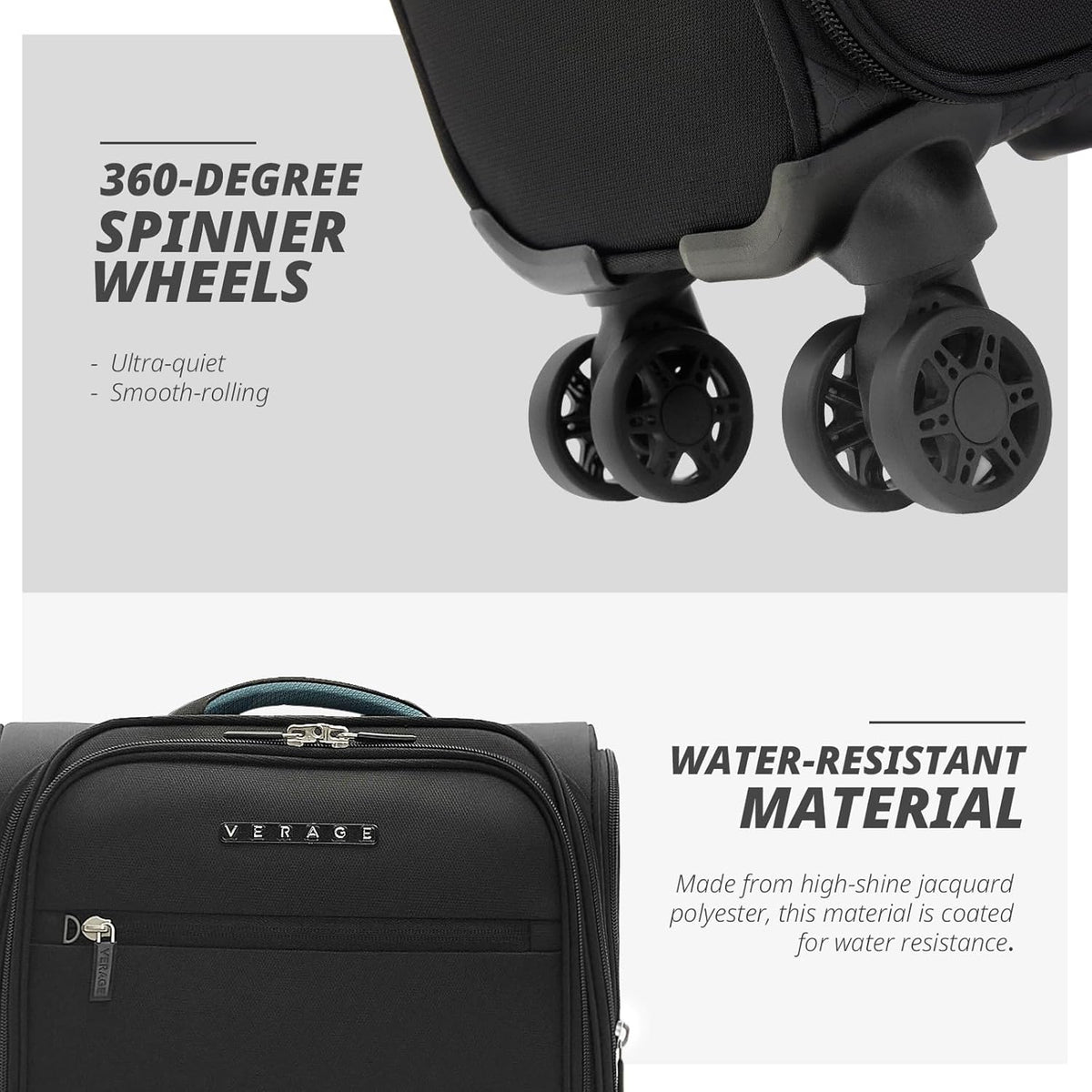 Under Seat Luggage with Wheels, Softside Small Suitcase Spinner Carry On Luggage Bags for Airlines Airplanes Short Trip Men Women (Black, 14.5-Inch Plus Underseat)
