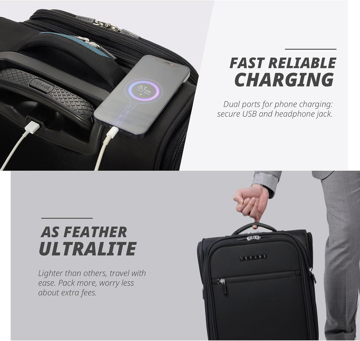 Under Seat Luggage with Wheels, Softside Small Suitcase Spinner Carry On Luggage Bags for Airlines Airplanes Short Trip Men Women (Black, 14.5-Inch Plus Underseat)