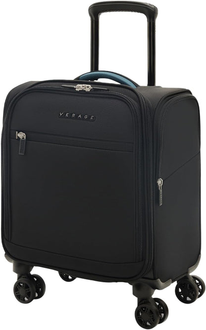 Under Seat Luggage with Wheels, Softside Small Suitcase Spinner Carry On Luggage Bags for Airlines Airplanes Short Trip Men Women (Black, 14.5-Inch Plus Underseat)