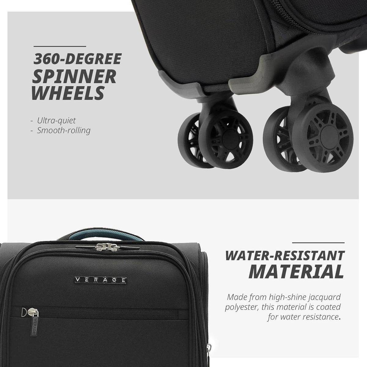 Under Seat Luggage with Wheels, Softside Small Suitcase Spinner Carry On Luggage Bags for Airlines Airplanes Short Trip Men Women (Black, 14.5-Inch Plus Underseat)