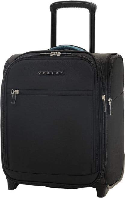 Under Seat Luggage with Wheels, Softside Small Suitcase Spinner Carry On Luggage Bags for Airlines Airplanes Short Trip Men Women (Black, 14.5-Inch Plus Underseat)