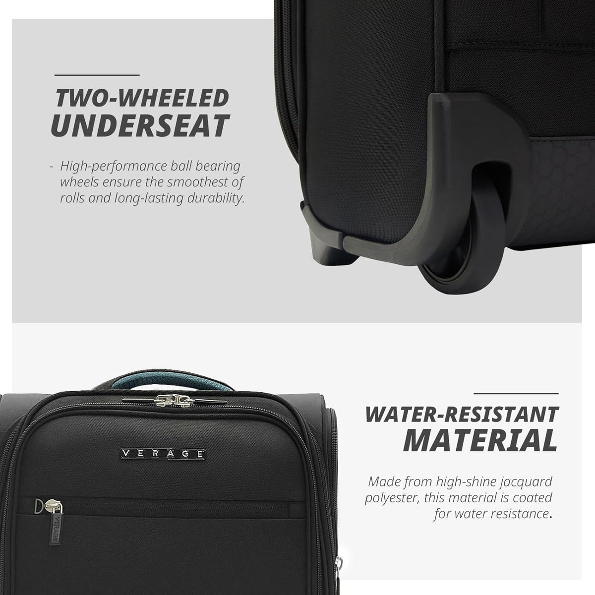 Under Seat Luggage with Wheels, Softside Small Suitcase Spinner Carry On Luggage Bags for Airlines Airplanes Short Trip Men Women (Black, 14.5-Inch Plus Underseat)