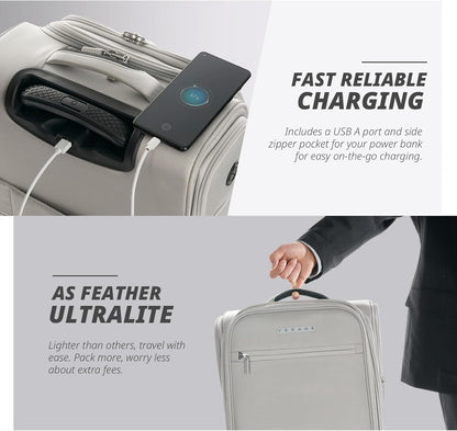 Under Seat Luggage with Wheels, Softside Small Suitcase Spinner Carry On Luggage Bags for Airlines Airplanes Short Trip Men Women (Black, 14.5-Inch Plus Underseat)