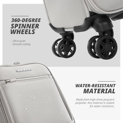 Under Seat Luggage with Wheels, Softside Small Suitcase Spinner Carry On Luggage Bags for Airlines Airplanes Short Trip Men Women (Black, 14.5-Inch Plus Underseat)