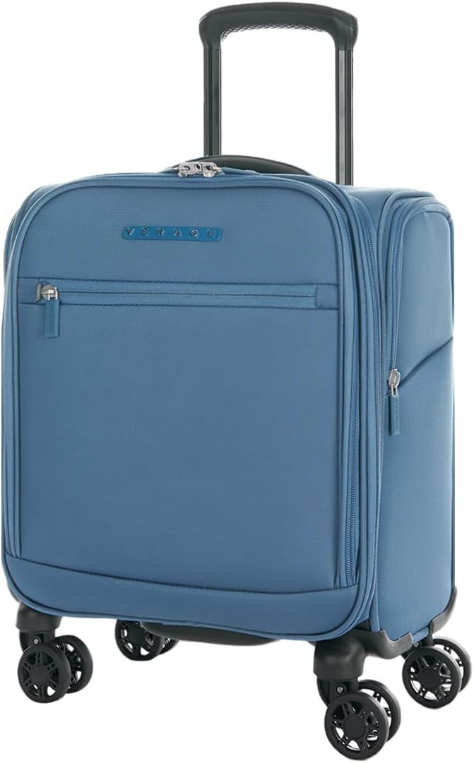 Under Seat Luggage with Wheels, Softside Small Suitcase Spinner Carry On Luggage Bags for Airlines Airplanes Short Trip Men Women (Black, 14.5-Inch Plus Underseat)