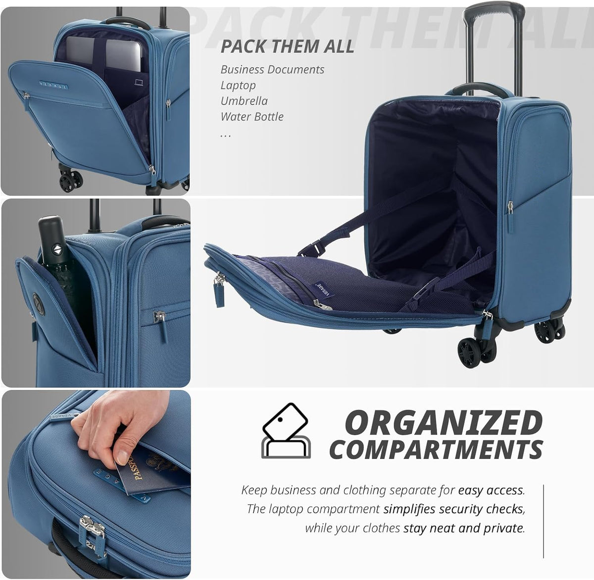 Under Seat Luggage with Wheels, Softside Small Suitcase Spinner Carry On Luggage Bags for Airlines Airplanes Short Trip Men Women (Black, 14.5-Inch Plus Underseat)