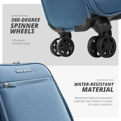 Under Seat Luggage with Wheels, Softside Small Suitcase Spinner Carry On Luggage Bags for Airlines Airplanes Short Trip Men Women (Black, 14.5-Inch Plus Underseat)