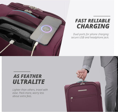 Under Seat Luggage with Wheels, Softside Small Suitcase Spinner Carry On Luggage Bags for Airlines Airplanes Short Trip Men Women (Black, 14.5-Inch Plus Underseat)