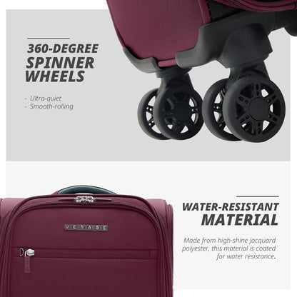 Under Seat Luggage with Wheels, Softside Small Suitcase Spinner Carry On Luggage Bags for Airlines Airplanes Short Trip Men Women (Black, 14.5-Inch Plus Underseat)