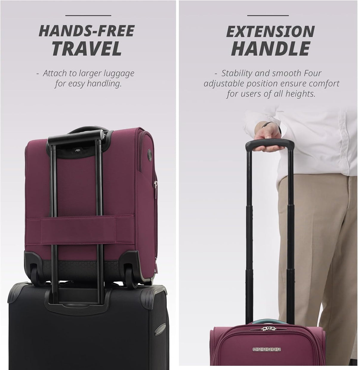 Under Seat Luggage with Wheels, Softside Small Suitcase Spinner Carry On Luggage Bags for Airlines Airplanes Short Trip Men Women (Black, 14.5-Inch Plus Underseat)