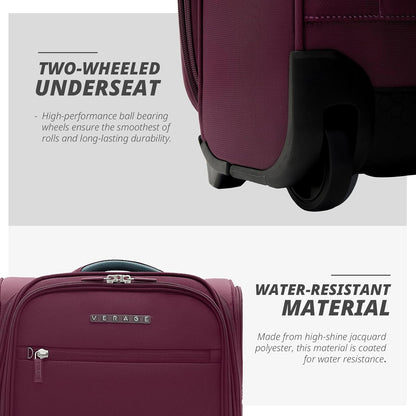 Under Seat Luggage with Wheels, Softside Small Suitcase Spinner Carry On Luggage Bags for Airlines Airplanes Short Trip Men Women (Black, 14.5-Inch Plus Underseat)