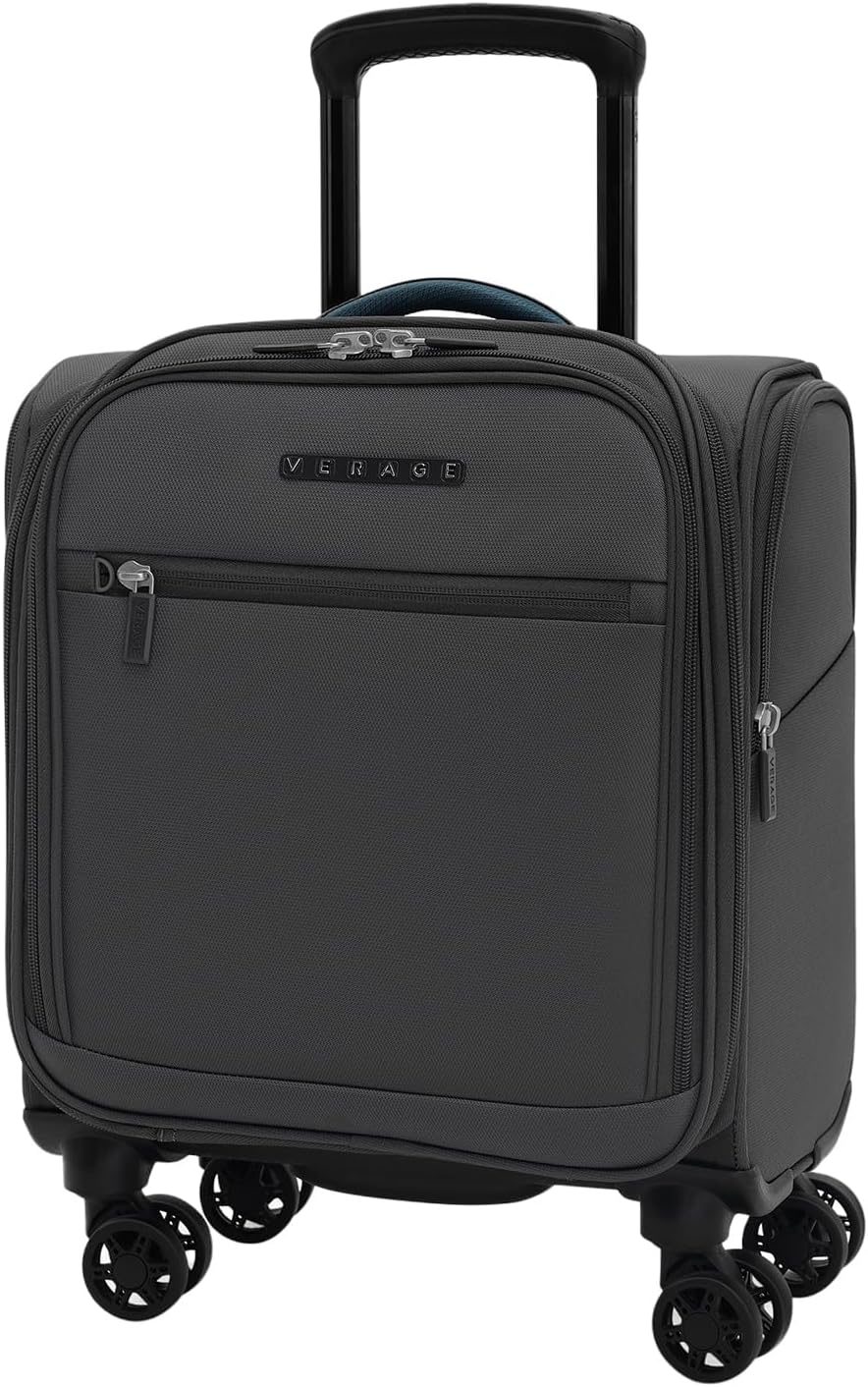 Under Seat Luggage with Wheels, Softside Small Suitcase Spinner Carry On Luggage Bags for Airlines Airplanes Short Trip Men Women (Black, 14.5-Inch Plus Underseat)