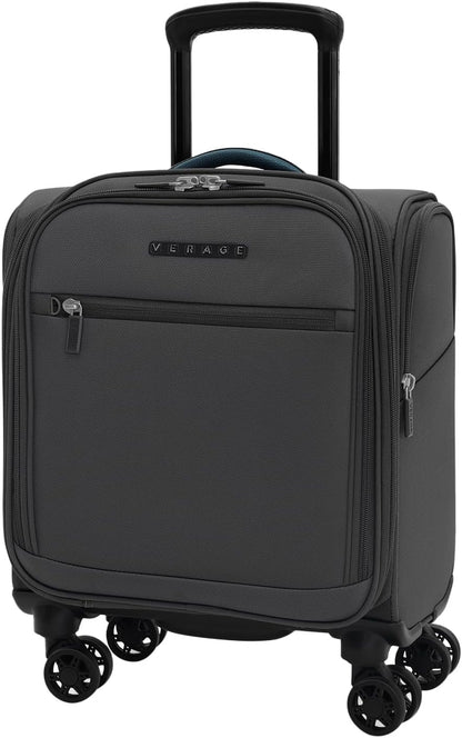 Under Seat Luggage with Wheels, Softside Small Suitcase Spinner Carry On Luggage Bags for Airlines Airplanes Short Trip Men Women (Black, 14.5-Inch Plus Underseat)