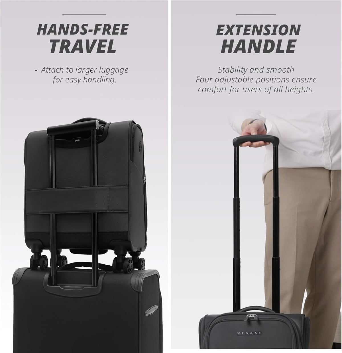 Under Seat Luggage with Wheels, Softside Small Suitcase Spinner Carry On Luggage Bags for Airlines Airplanes Short Trip Men Women (Black, 14.5-Inch Plus Underseat)