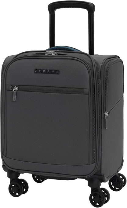 Under Seat Luggage with Wheels, Softside Small Suitcase Spinner Carry On Luggage Bags for Airlines Airplanes Short Trip Men Women (Black, 14.5-Inch Plus Underseat)