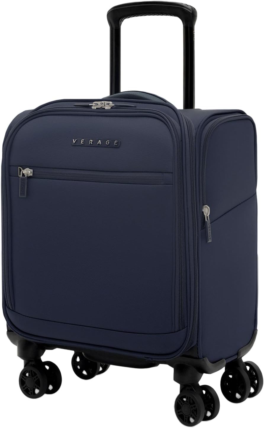 Under Seat Luggage with Wheels, Softside Small Suitcase Spinner Carry On Luggage Bags for Airlines Airplanes Short Trip Men Women (Black, 14.5-Inch Plus Underseat)