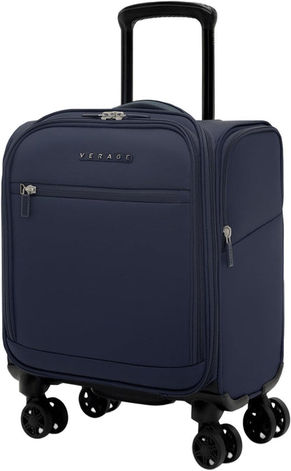 Under Seat Luggage with Wheels, Softside Small Suitcase Spinner Carry On Luggage Bags for Airlines Airplanes Short Trip Men Women (Black, 14.5-Inch Plus Underseat)