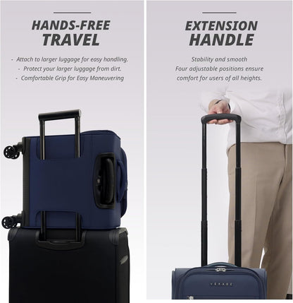 Under Seat Luggage with Wheels, Softside Small Suitcase Spinner Carry On Luggage Bags for Airlines Airplanes Short Trip Men Women (Black, 14.5-Inch Plus Underseat)