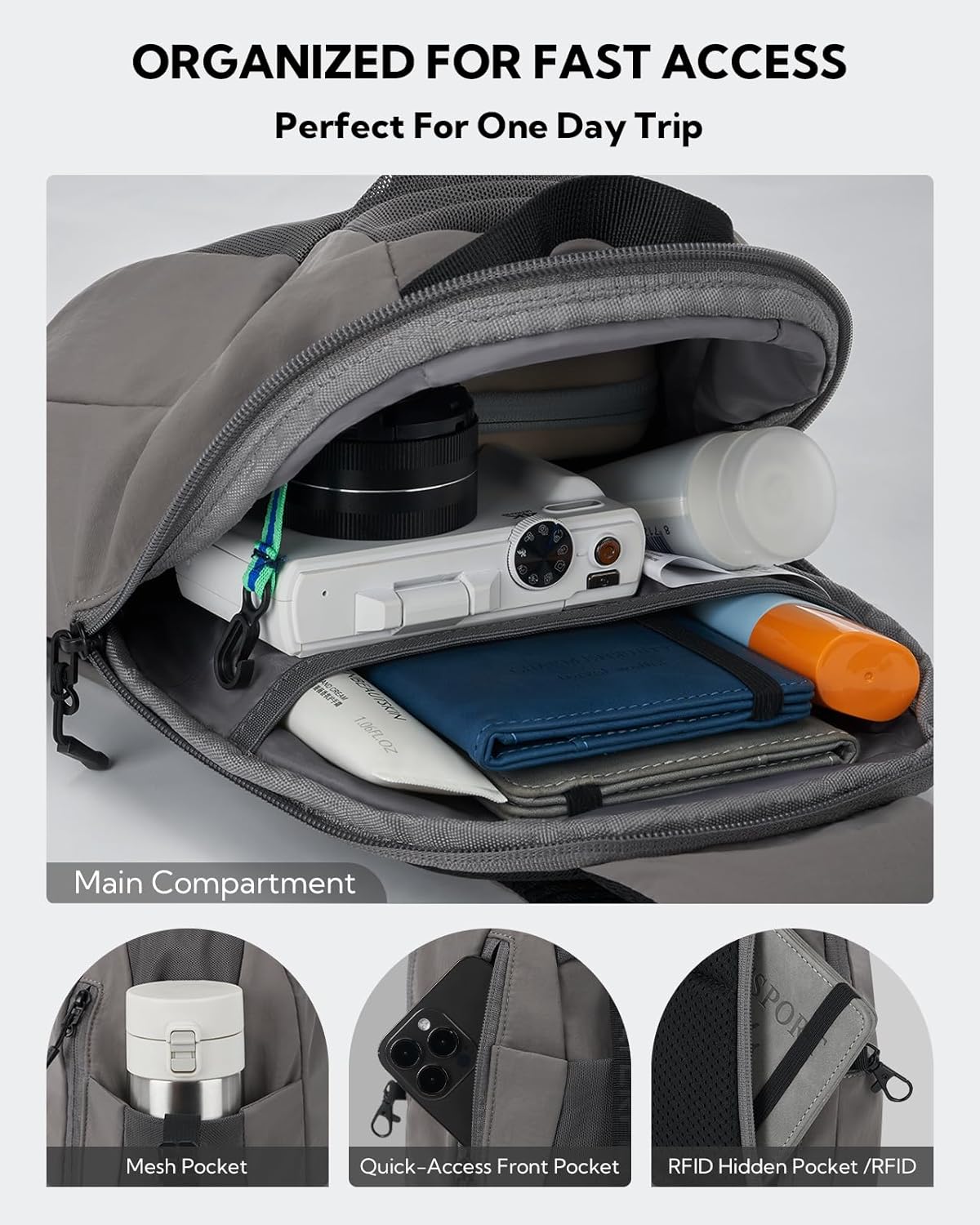 Small Crossbody Sling Backpack: RFID Blocking Anti Theft Sling Bag Travel Daypack Man Woman