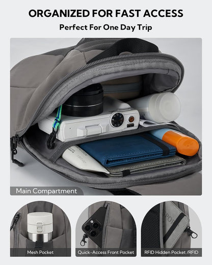 Small Crossbody Sling Backpack: RFID Blocking Anti Theft Sling Bag Travel Daypack Man Woman