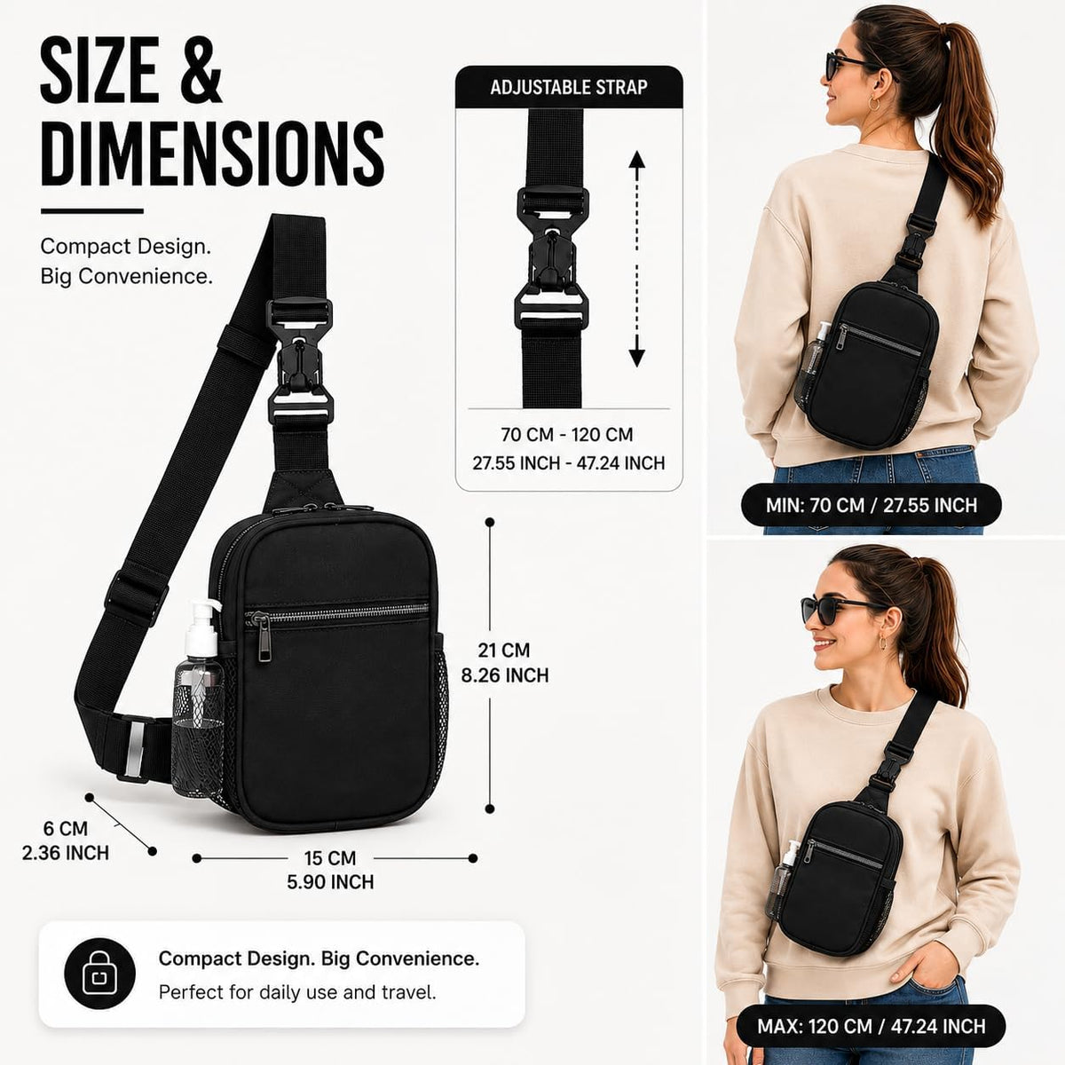 Anti Theft Crossbody Bags for Women & Men Sling Bag with RFID Blocking Travel Crossbody Bags for Women Crossbody Purse