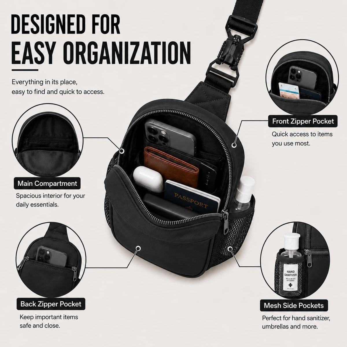 Anti Theft Crossbody Bags for Women & Men Sling Bag with RFID Blocking Travel Crossbody Bags for Women Crossbody Purse