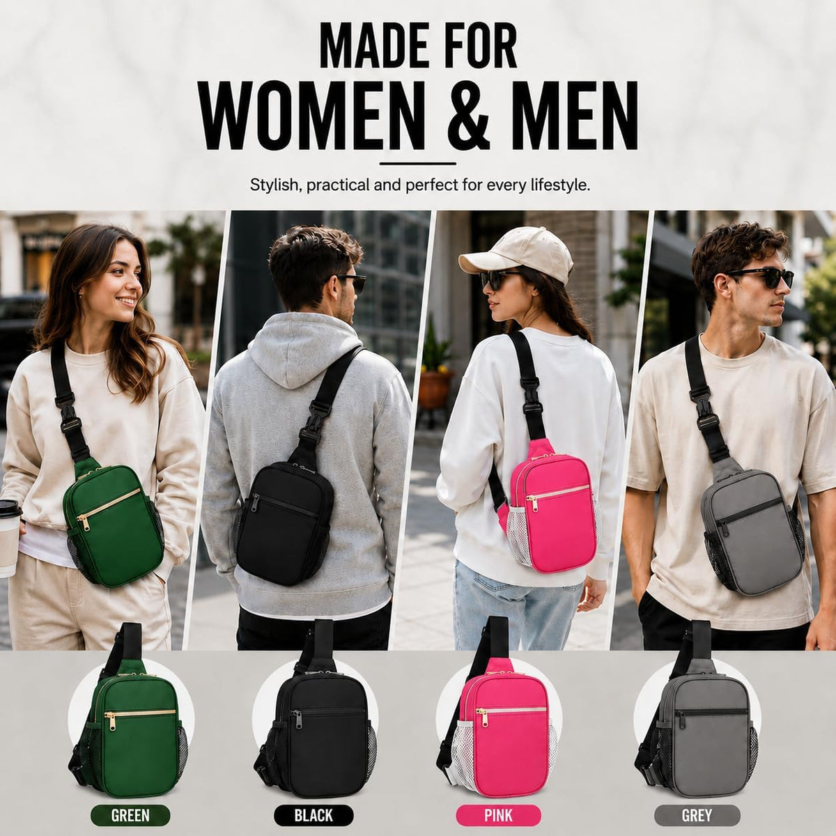 Anti Theft Crossbody Bags for Women & Men Sling Bag with RFID Blocking Travel Crossbody Bags for Women Crossbody Purse