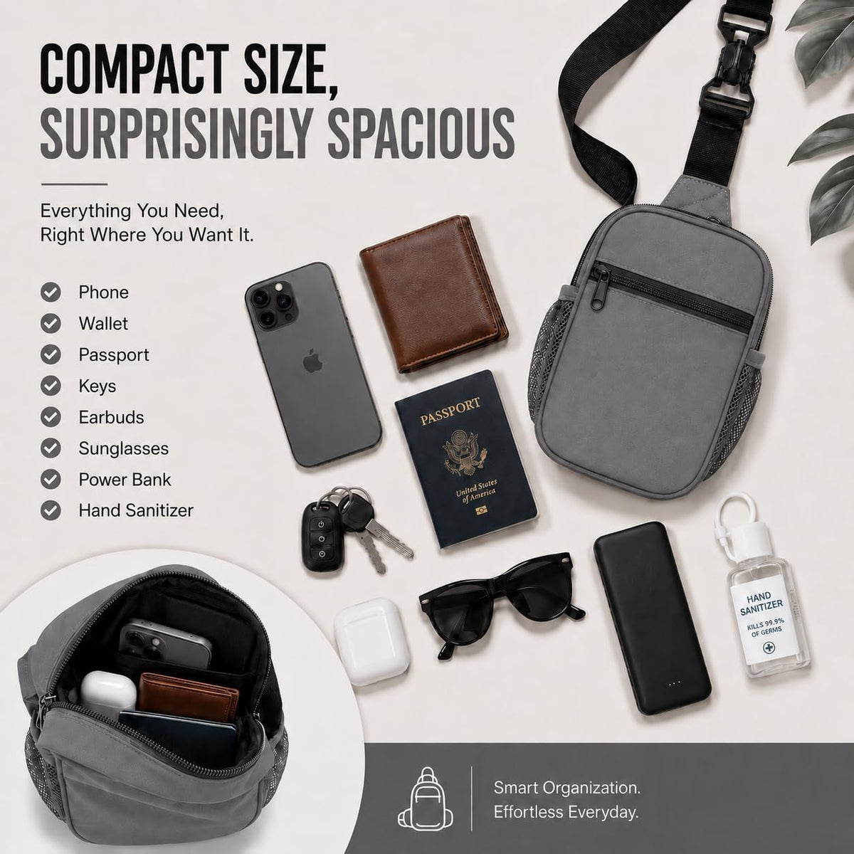 Anti Theft Crossbody Bags for Women & Men Sling Bag with RFID Blocking Travel Crossbody Bags for Women Crossbody Purse