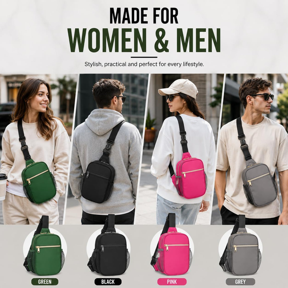 Anti Theft Crossbody Bags for Women & Men Sling Bag with RFID Blocking Travel Crossbody Bags for Women Crossbody Purse