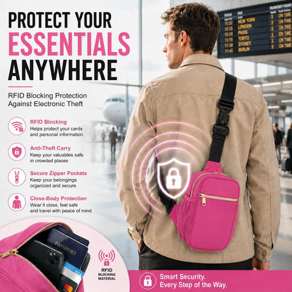 Anti Theft Crossbody Bags for Women & Men Sling Bag with RFID Blocking Travel Crossbody Bags for Women Crossbody Purse