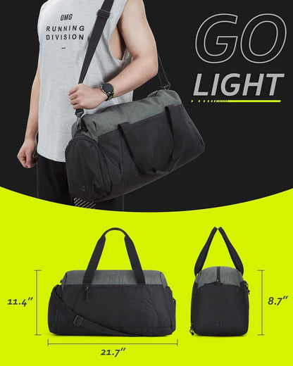 Gym Bags for Men Women, Foldable Travel Duffle Bag, Lightweight Weekender Duffel Bag With Shoe Compartment, Water Resistant Workout Duffle Sports Bag for Travel Yoga, Black
