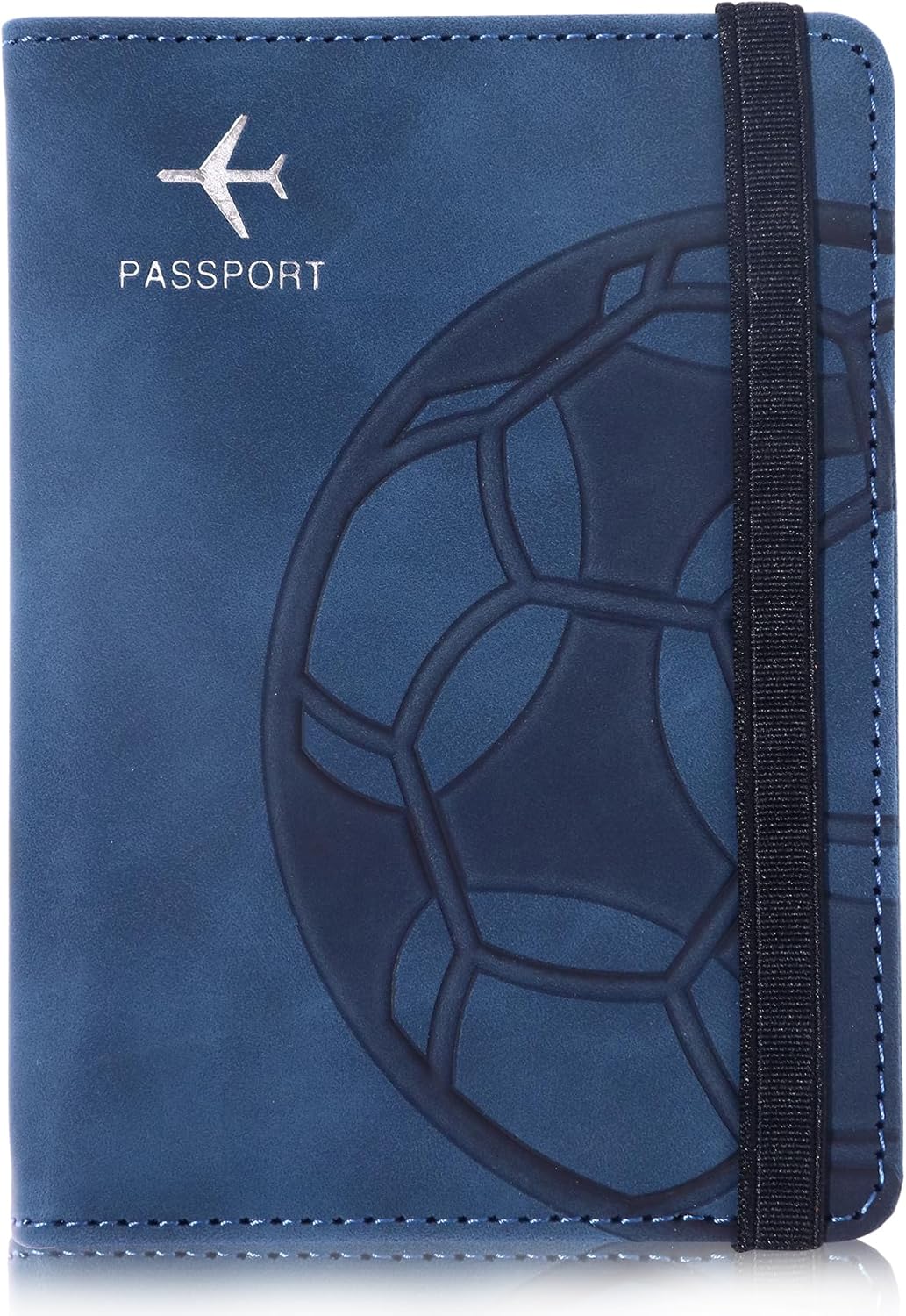 Passport Holder and Card Slot Combo RFID Blocking Leather Personalized Travel Passport Wallet for Men and Women US Passport Cover Protector (Map blue)