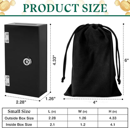 Acrylic Cash Box for Gambler Pocket Size, Winners Bank with 2 Keys Storage Bag, Compact Portable Secure Money Organizer Safe Lock Box for Casino, Control Gambler,Navy Blue,1 Pack