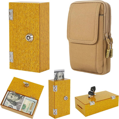 Acrylic Cash Box for Gambler Pocket Size, Winners Bank with 2 Keys Storage Bag, Compact Portable Secure Money Organizer Safe Lock Box for Casino, Control Gambler,Navy Blue,1 Pack
