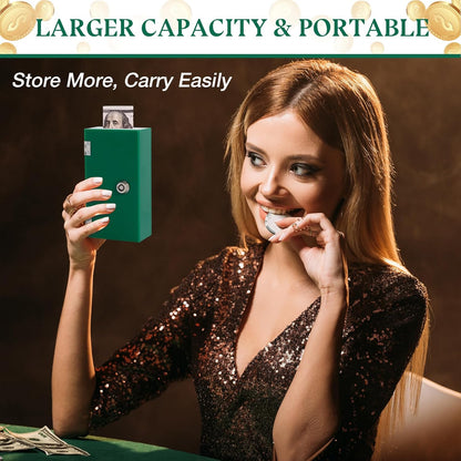 Acrylic Cash Box for Gambler Pocket Size, Winners Bank with 2 Keys Storage Bag, Compact Portable Secure Money Organizer Safe Lock Box for Casino, Control Gambler,Navy Blue,1 Pack