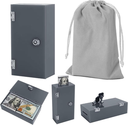 Acrylic Cash Box for Gambler Pocket Size, Winners Bank with 2 Keys Storage Bag, Compact Portable Secure Money Organizer Safe Lock Box for Casino, Control Gambler,Navy Blue,1 Pack