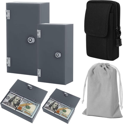 Acrylic Cash Box for Gambler Pocket Size, Winners Bank with 2 Keys Storage Bag, Compact Portable Secure Money Organizer Safe Lock Box for Casino, Control Gambler,Navy Blue,1 Pack